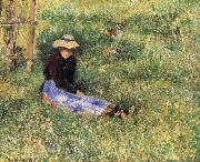 Camille Pissarro Woman and goats painting